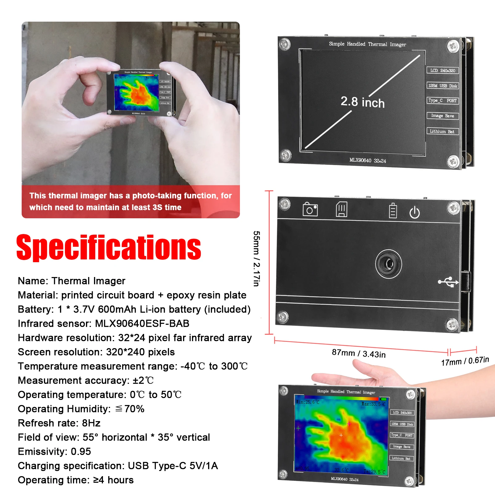 32*24 Thermische camera -40 ℃  - Thermal Imaging Camera Pcb Repair recensie en prijs